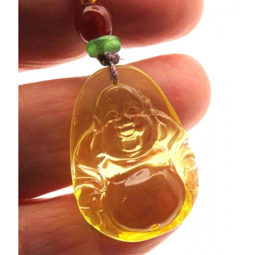 Amber Carved Buddha Pendant 07